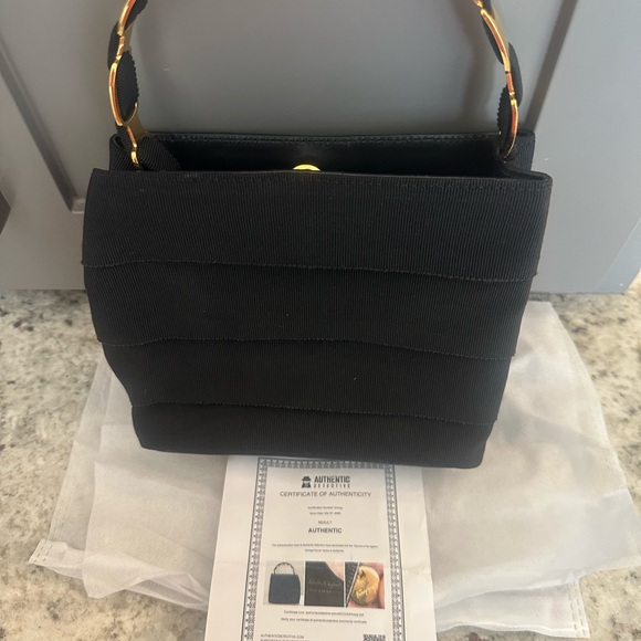 Salvatore Ferragamo Handbags - Salvatore Ferragamo Black Shoulder Bag with Gold Hardware with COA and Dust Bag